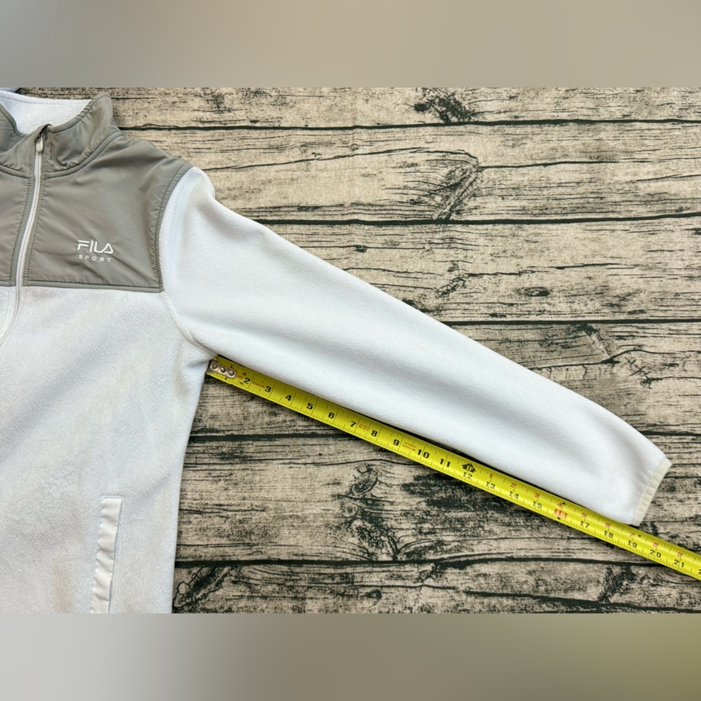 FILA Sport Women's Zip Up Jacket, Mock Neck Soft Fleece, White Gray Size Small - Picture 7 of 13